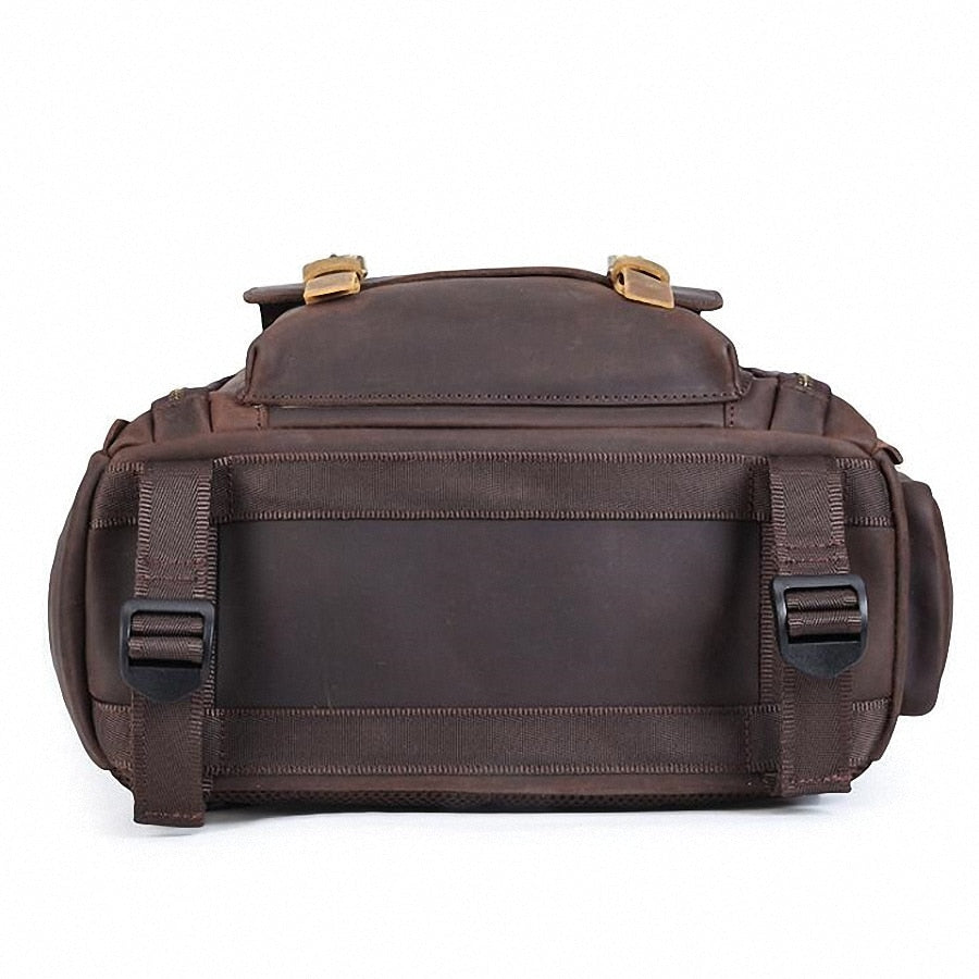 Steel Horse Leather Gaetano | Large Leather Backpack Camera Bag with Tripod Holder