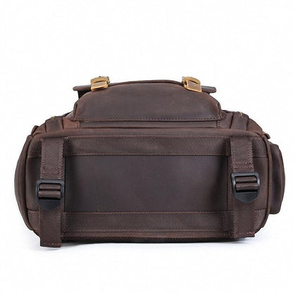Steel Horse Leather Gaetano | Large Leather Backpack Camera Bag with Tripod Holder