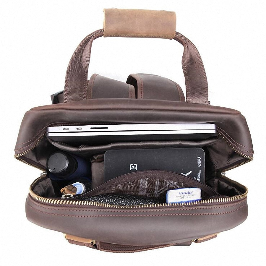 Steel Horse Leather Gaetano | Large Leather Backpack Camera Bag with Tripod Holder