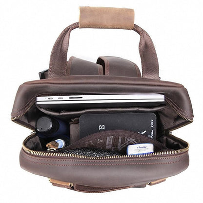 Steel Horse Leather Gaetano | Large Leather Backpack Camera Bag with Tripod Holder