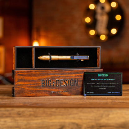 Big Idea Design Bolt Action Pen - Full Brass Damascus