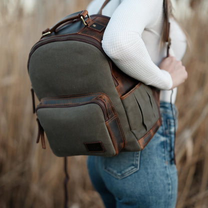 Kodiak Leather Day Traveler Canvas Backpack