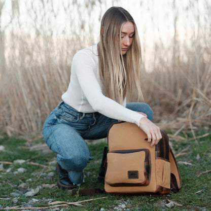 Kodiak Leather Day Traveler Canvas Backpack