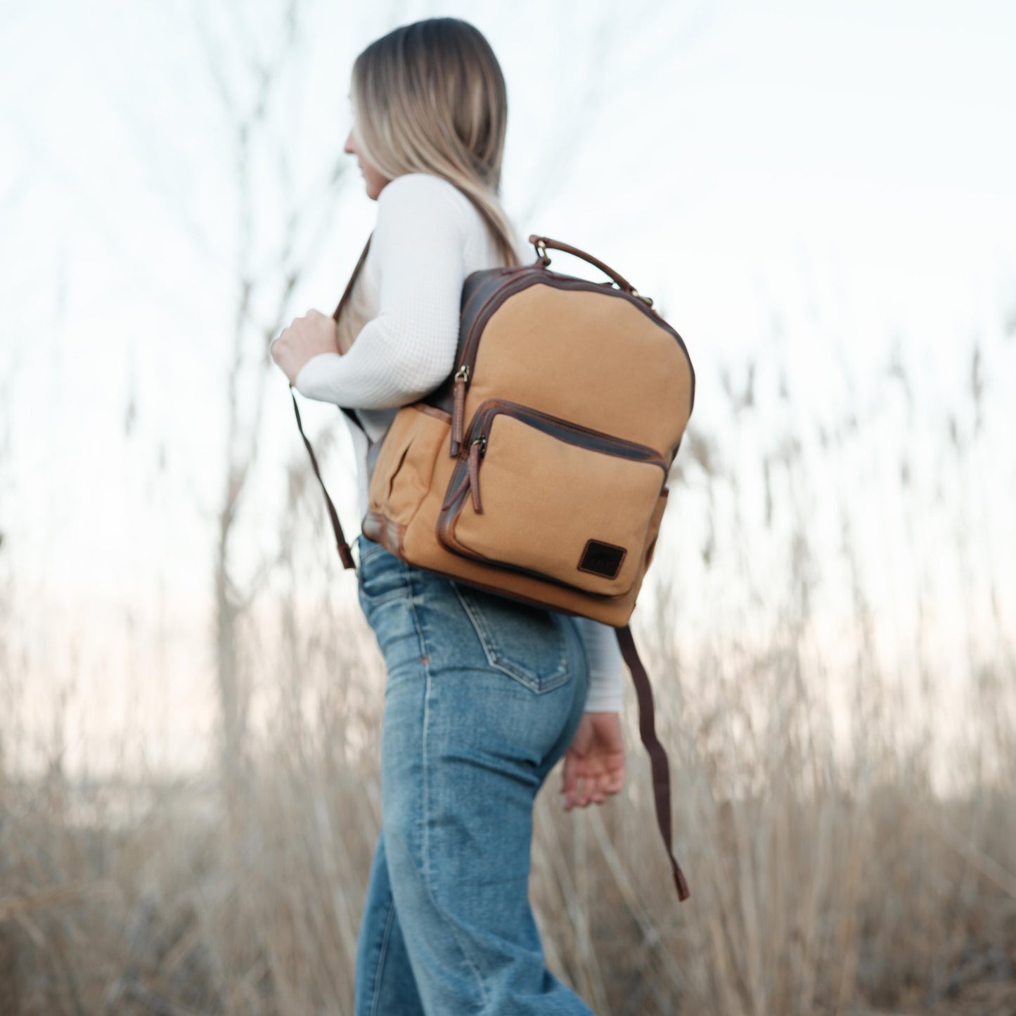 Kodiak Leather Day Traveler Canvas Backpack