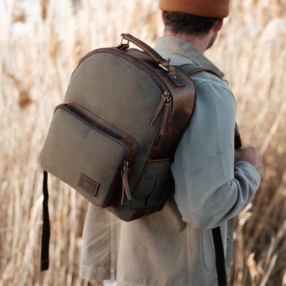 Kodiak Leather Day Traveler Canvas Backpack