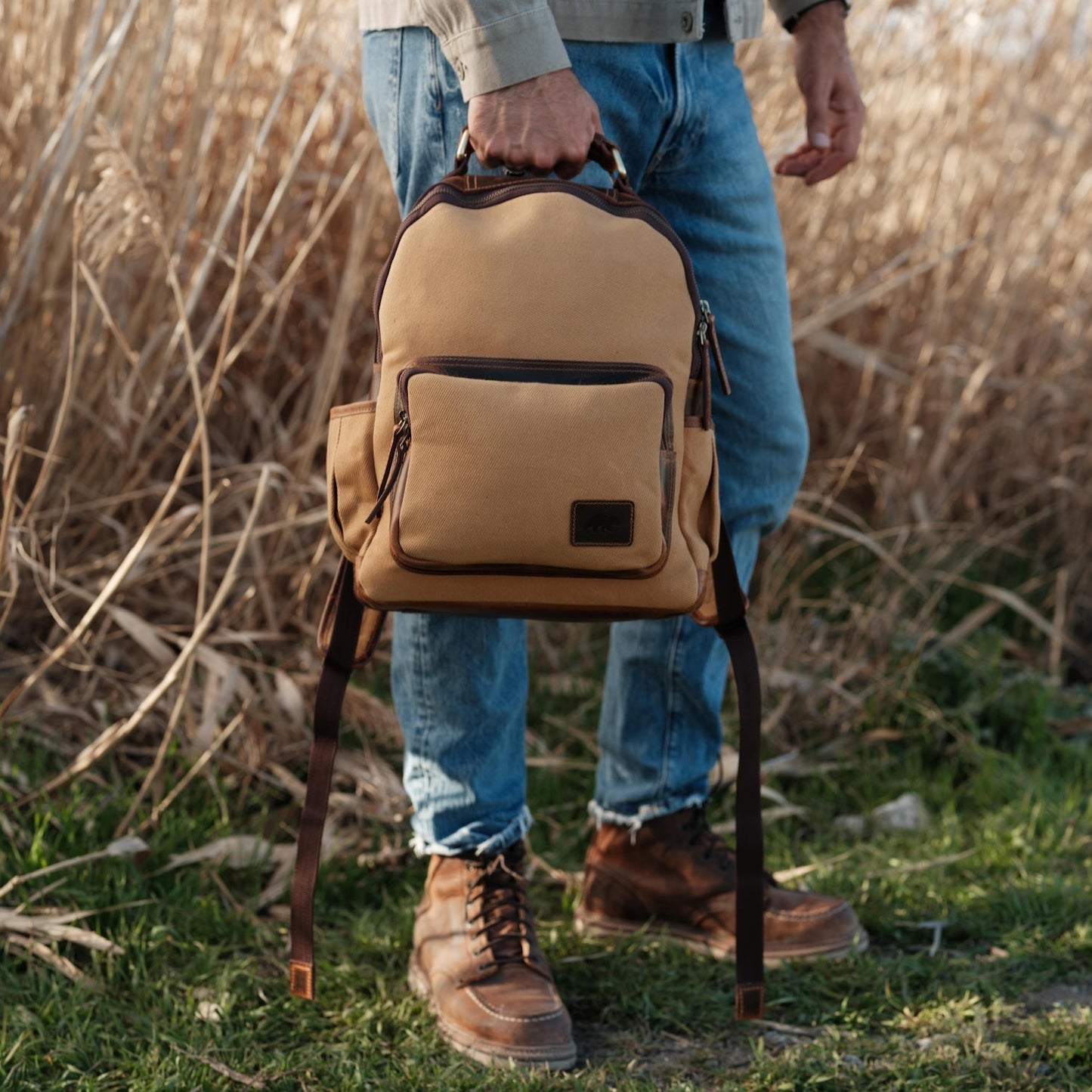 Kodiak Leather Day Traveler Canvas Backpack