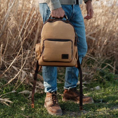 Kodiak Leather Day Traveler Canvas Backpack