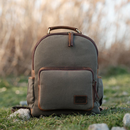 Kodiak Leather Day Traveler Canvas Backpack