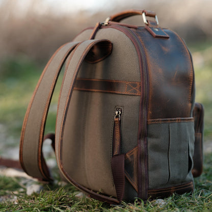 Kodiak Leather Day Traveler Canvas Backpack