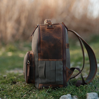 Kodiak Leather Day Traveler Canvas Backpack