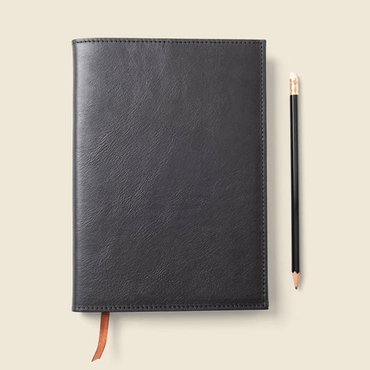 CASUPO Refillable A5 Leather Notebook Cover – Black