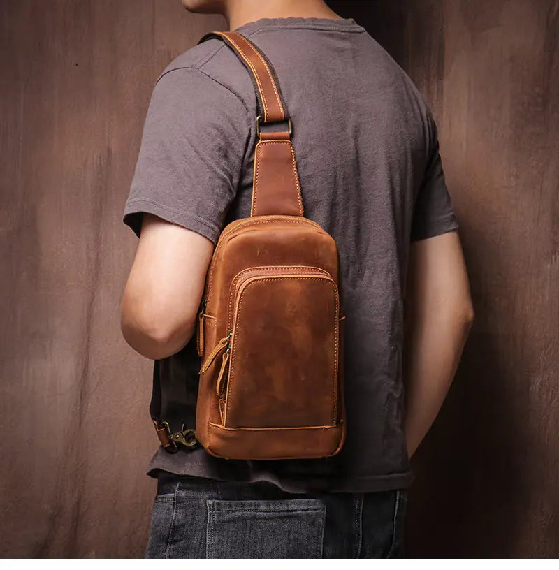 Steel Horse Leather Erling Leather Sling Bag | Crossbody Leather Pack