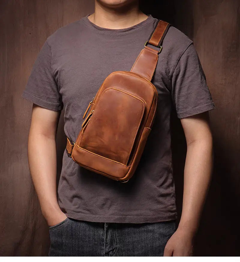 Steel Horse Leather Erling Leather Sling Bag | Crossbody Leather Pack