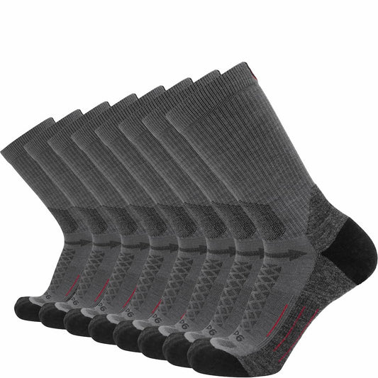 GRIP6 8 Pairs Graphite - Hike Crew Midweight Merino Wool Sock