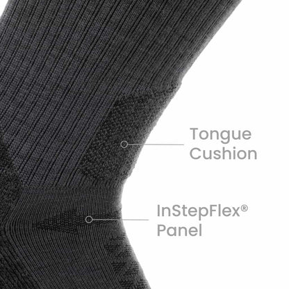 GRIP6 8 Pairs Graphite - Hike Crew Midweight Merino Wool Sock