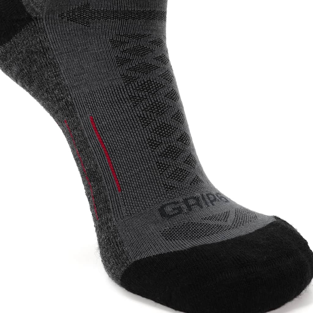 GRIP6 Graphite - Hike Crew Midweight Merino Wool Sock