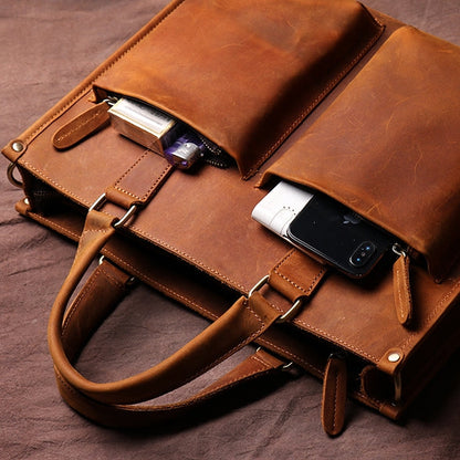 Steel Horse Leather The Dagmar Leather Briefcase | Vintage Leather Messenger Bag