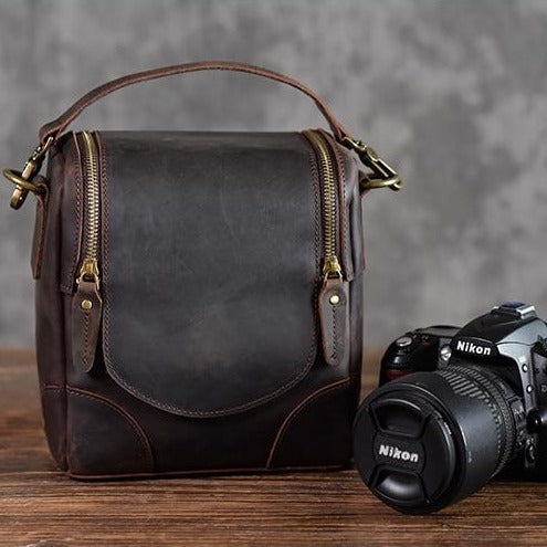 Steel Horse Leather Calista | Small Leather Camera Bag - Leather Camera Lens Case