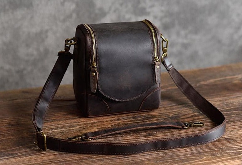 Steel Horse Leather Calista | Small Leather Camera Bag - Leather Camera Lens Case