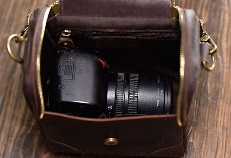 Steel Horse Leather Calista | Small Leather Camera Bag - Leather Camera Lens Case