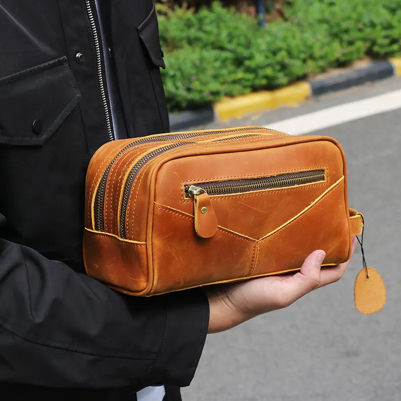 Steel Horse Leather Nomad Toiletry Bag | Genuine Leather Travel Toiletry Bag