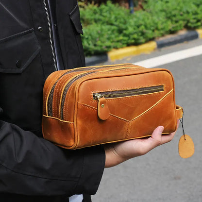 Steel Horse Leather Nomad Toiletry Bag | Genuine Leather Travel Toiletry Bag