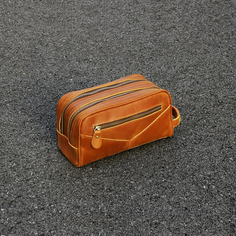 Steel Horse Leather Nomad Toiletry Bag | Genuine Leather Travel Toiletry Bag