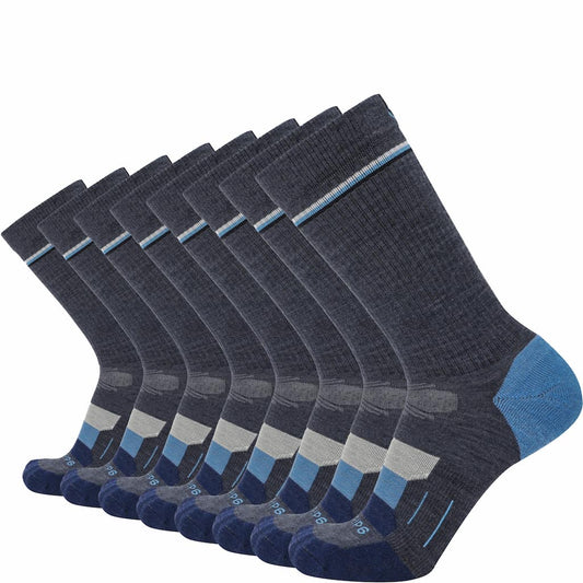 GRIP6 8 Pairs Lake - Hike Crew Lightweight Merino Wool Sock
