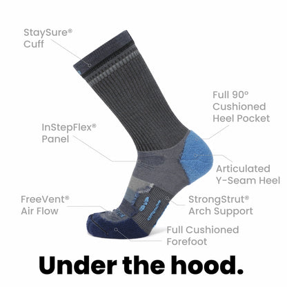 GRIP6 Lake - Hike Crew Lightweight Merino Wool Sock