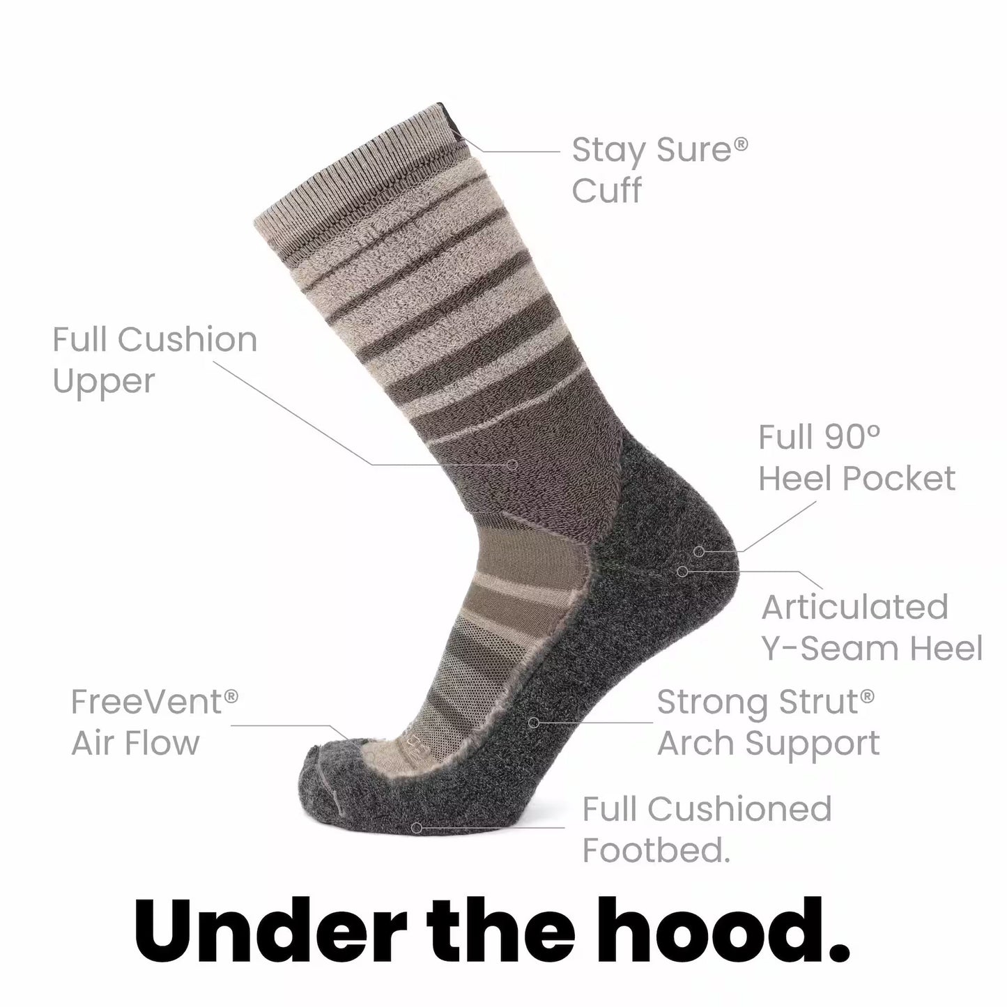GRIP6 Latte - Hike Crew Heavyweight Merino Wool Sock
