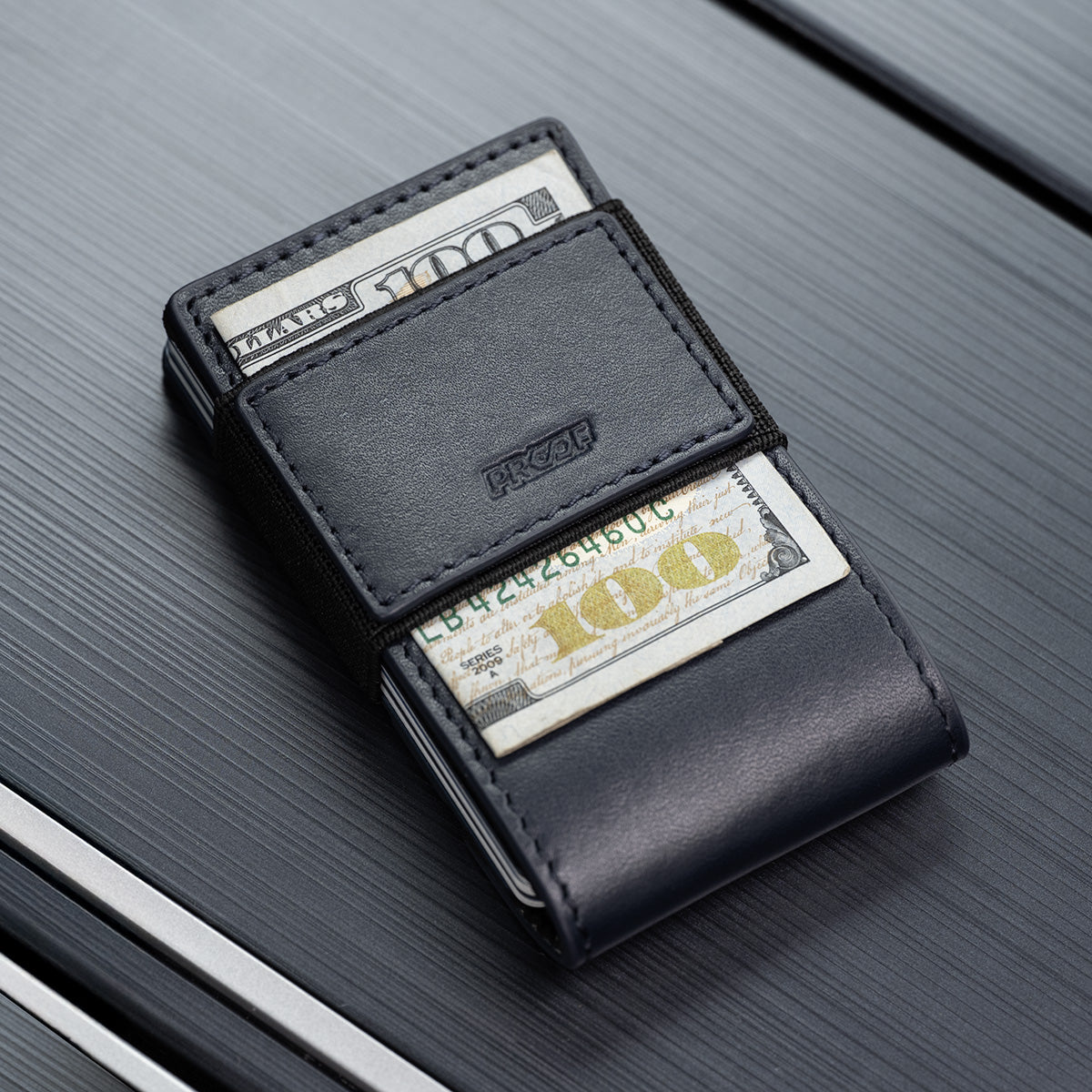 PROOF Wallet | The Nautilus | Midnight Blue Full Grain Leather & Navy Blue Gunmetal