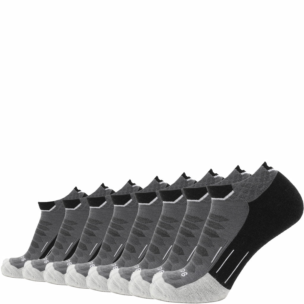 GRIP6 8 Pairs Obsidian - Run Ankle Midweight Merino Wool Sock