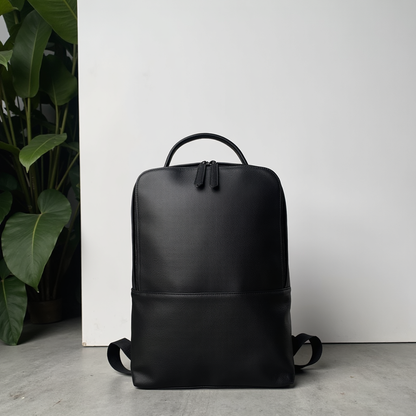 Steel Horse Leather Skald Black Pebbled Leather Backpack | Slim Black Leather Backpack