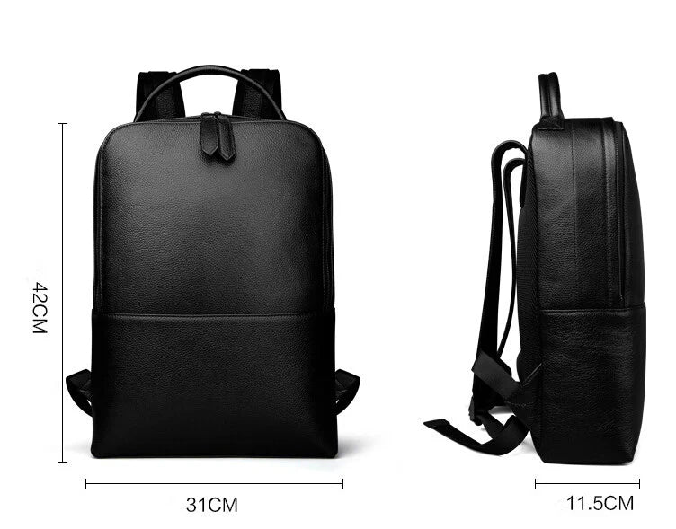 Steel Horse Leather Skald Black Pebbled Leather Backpack | Slim Black Leather Backpack