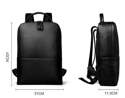 Steel Horse Leather Skald Black Pebbled Leather Backpack | Slim Black Leather Backpack