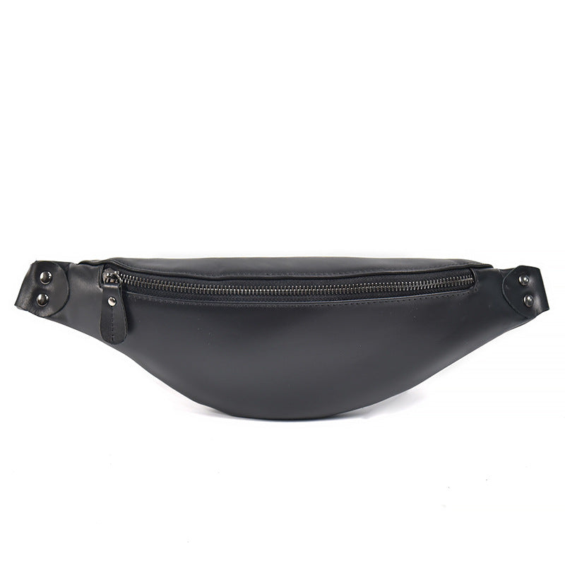 Steel Horse Leather Sigrid Smooth Black Leather Waist Bag | Smooth Black Leather Fanny Pack