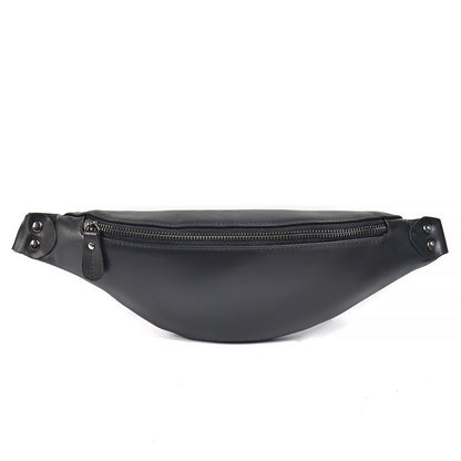 Steel Horse Leather Sigrid Smooth Black Leather Waist Bag | Smooth Black Leather Fanny Pack