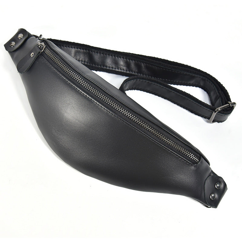 Steel Horse Leather Sigrid Smooth Black Leather Waist Bag | Smooth Black Leather Fanny Pack