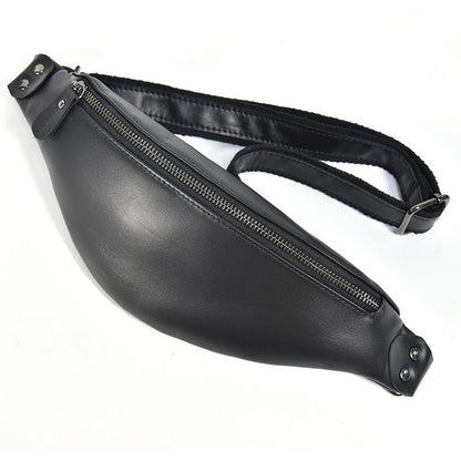 Steel Horse Leather Sigrid Smooth Black Leather Waist Bag | Smooth Black Leather Fanny Pack