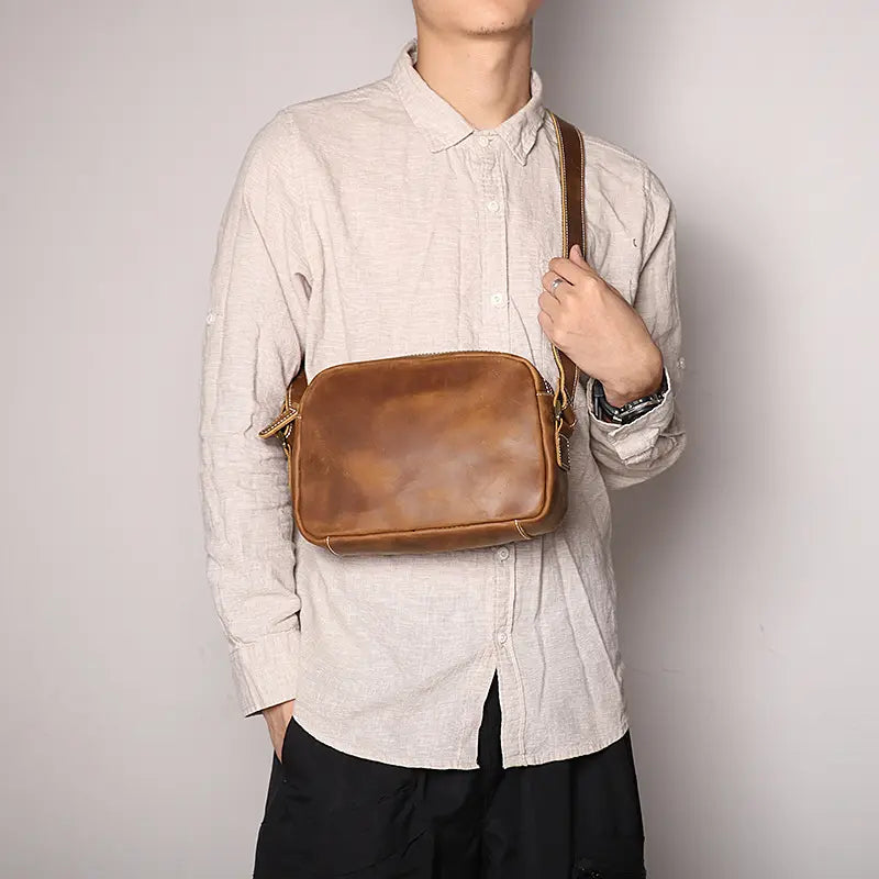 Steel Horse Leather Soren Vintage Leather Crossbody Bag Sling | Versatile and Durable Leather Bag