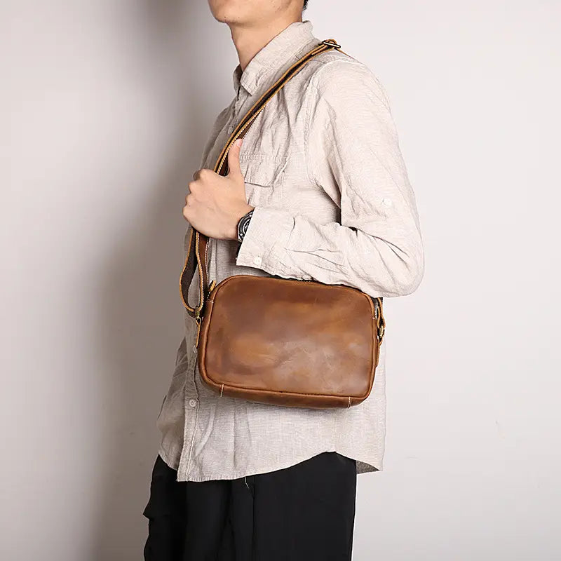 Steel Horse Leather Soren Vintage Leather Crossbody Bag Sling | Versatile and Durable Leather Bag