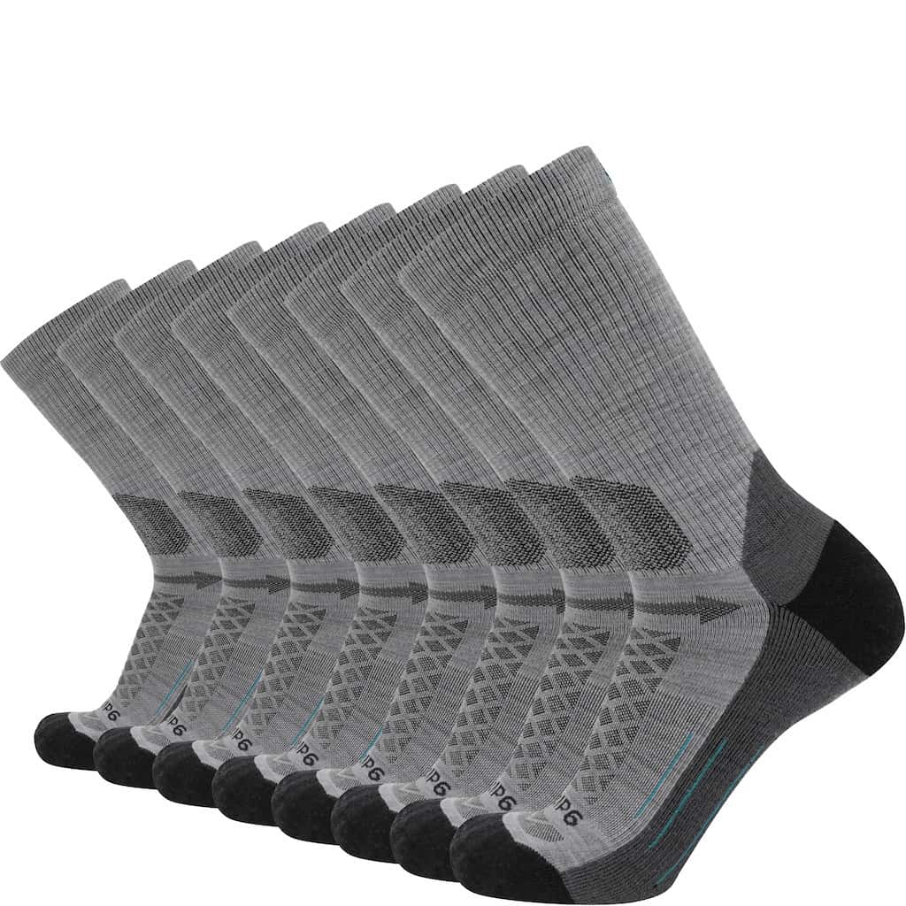 GRIP6 8 Pairs Stone - Hike Crew Midweight Merino Wool Sock