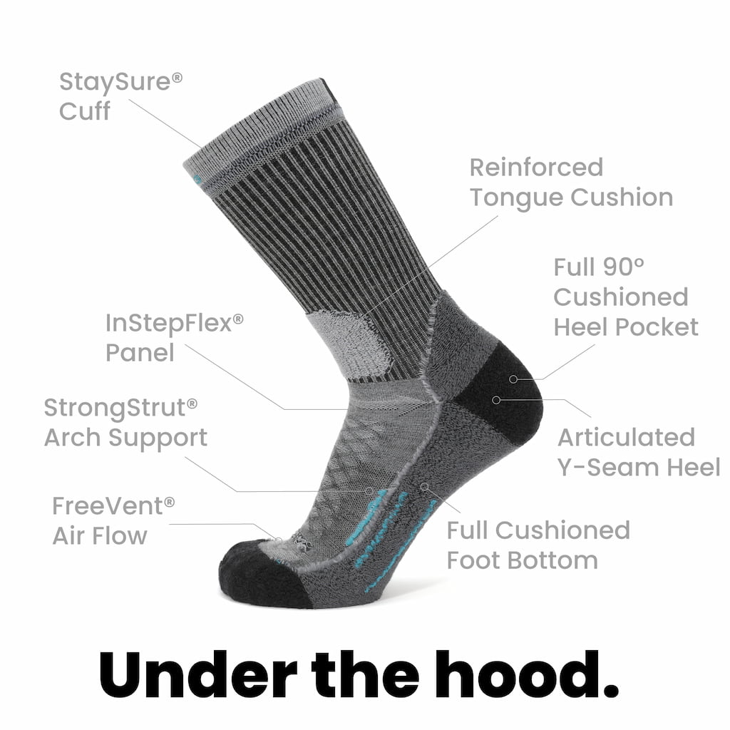 GRIP6 3 Pack Stone - Hike Crew Midweight Merino Wool Sock