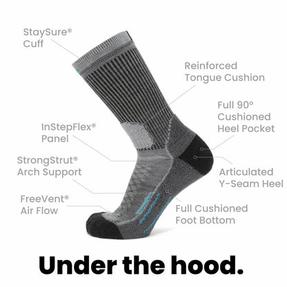 GRIP6 8 Pairs Stone - Hike Crew Midweight Merino Wool Sock