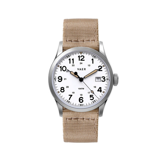 Vaer Watches S3 Calendar Field White - 36mm Quartz