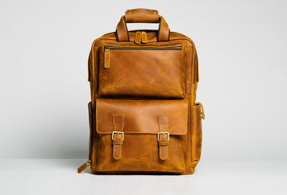 Steel Horse Leather MANN Bag | Large Capacity Leather Camera Backpack