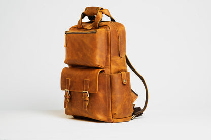 Steel Horse Leather MANN Bag | Large Capacity Leather Camera Backpack