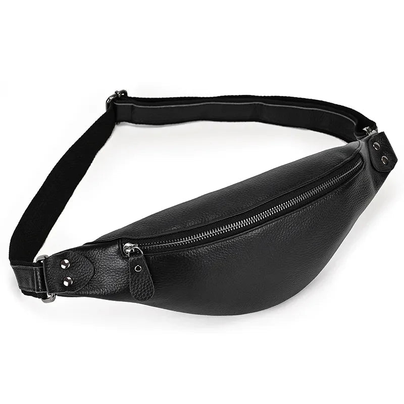 Steel Horse Leather Walcott Leather Waist Bag | Black Leather Fanny Pack