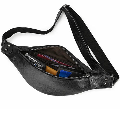 Steel Horse Leather Walcott Leather Waist Bag | Black Leather Fanny Pack