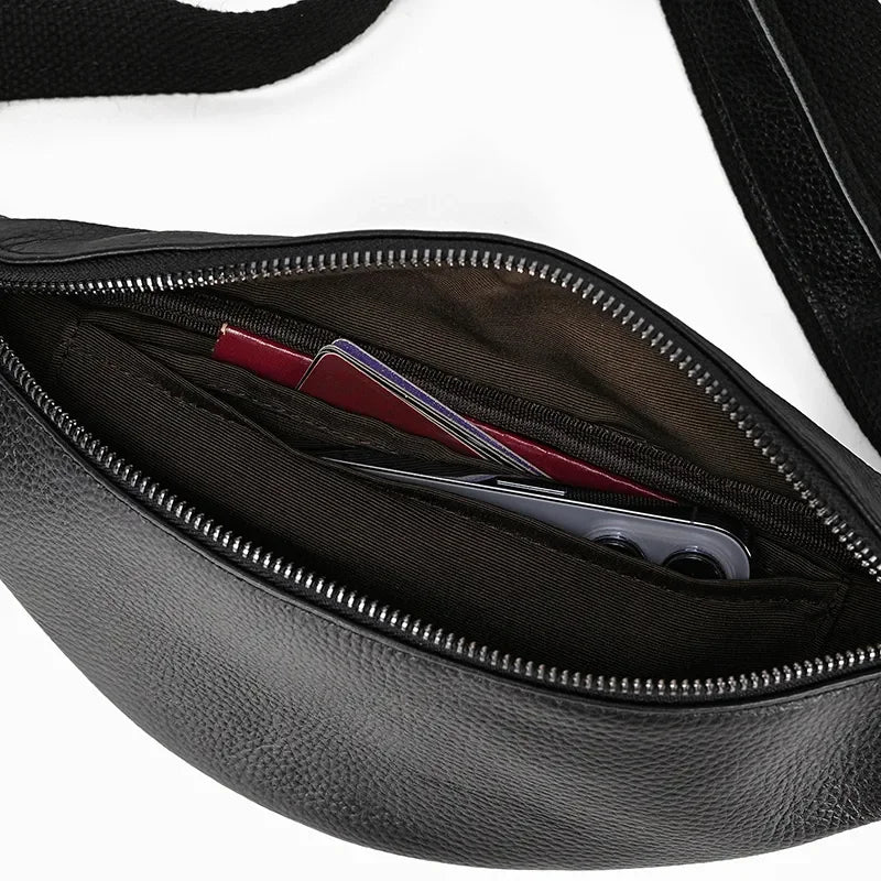 Steel Horse Leather Walcott Leather Waist Bag | Black Leather Fanny Pack